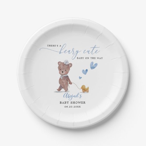 Teddy Bear Beary Cute Boy Baby Shower Paper Plates