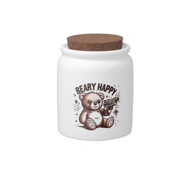 Teddy Bear Beary Happy Candy Jar (Front)