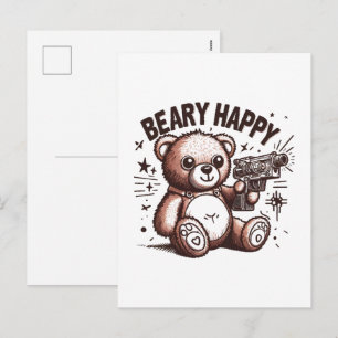 Teddy Bear Beary Happy Holiday Postcard
