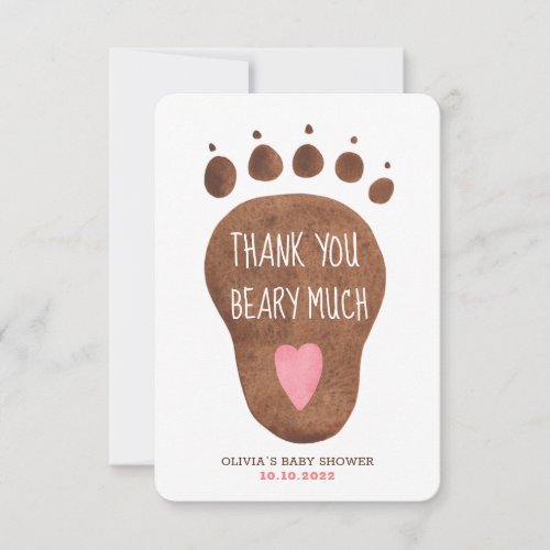 Teddy Bear Beary Much Baby Shower  Thank You Card