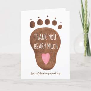 Teddy Bear Beary Much Baby Shower Thank You Card