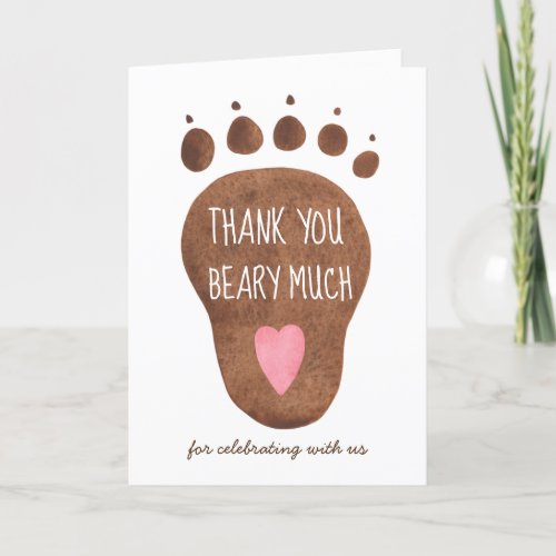 Teddy Bear Beary Much Baby Shower  Thank You Card