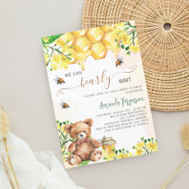 Teddy bear bees honeycomb yellow Baby Shower Invitation