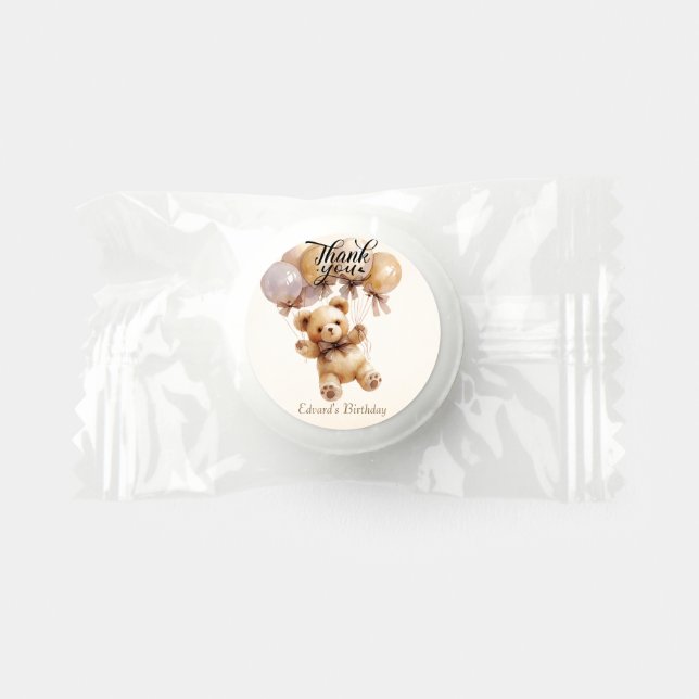 Teddy Bear Beige Balloon Birthday Life Saver® Mints (Front)