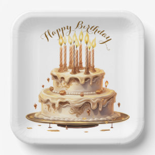 Teddy Bear Beige Balloon Birthday Paper Plates