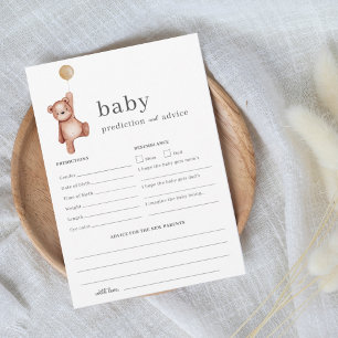 Teddy Bear Beige Prediction and Advice Baby Shower Invitation