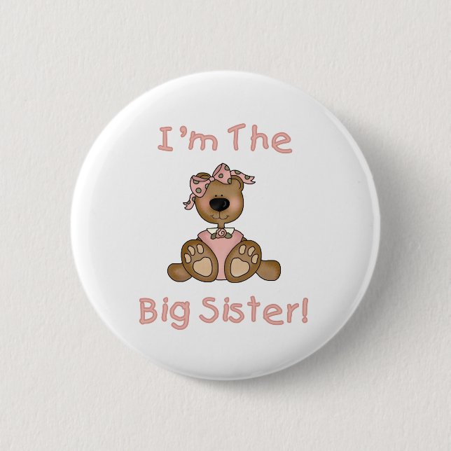 Teddy Bear Big Sister Pinback Button (Front)