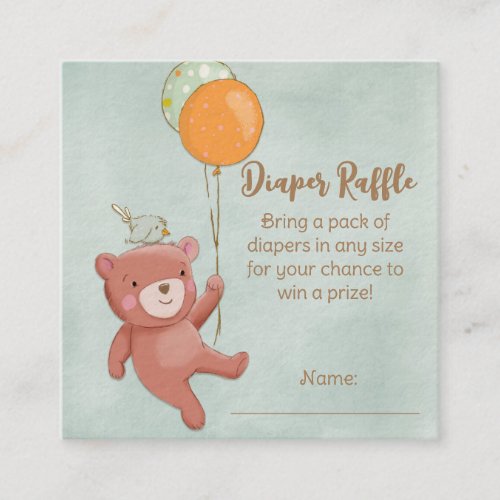 Teddy Bear Bird and Balloons Baby Shower Enclosure Card