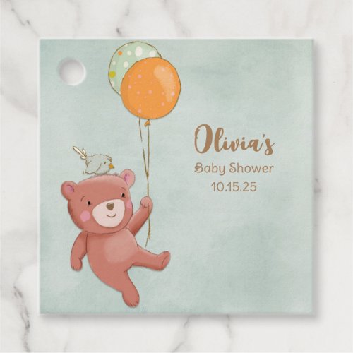 Teddy Bear Bird and Balloons Baby Shower Favor Tags