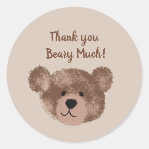 Teddy Bear Birthday Baby Shower Favor Thank You Classic Round Sticker