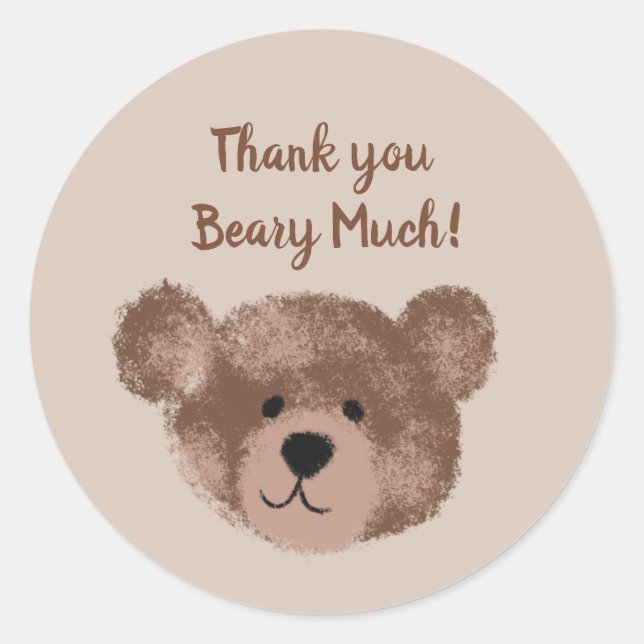 Teddy Bear Birthday Baby Shower Favor Thank You Classic Round Sticker (Front)