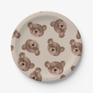 Teddy Bear Birthday Baby Shower Paper Plates