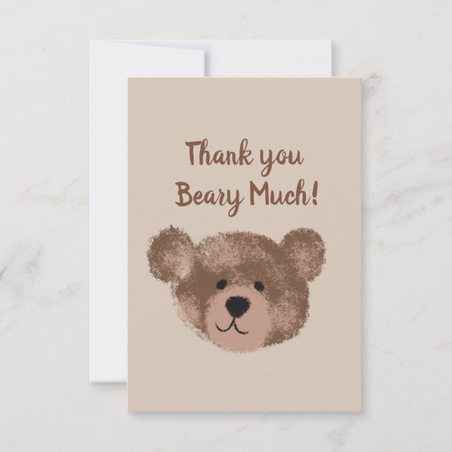Teddy Bear Birthday Baby Shower  Thank You Card (Front)