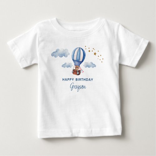 Teddy Bear Birthday Blue Baby T_Shirt