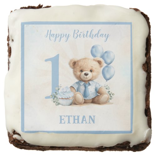 Teddy Bear Birthday Boy Blue Favors Brownies