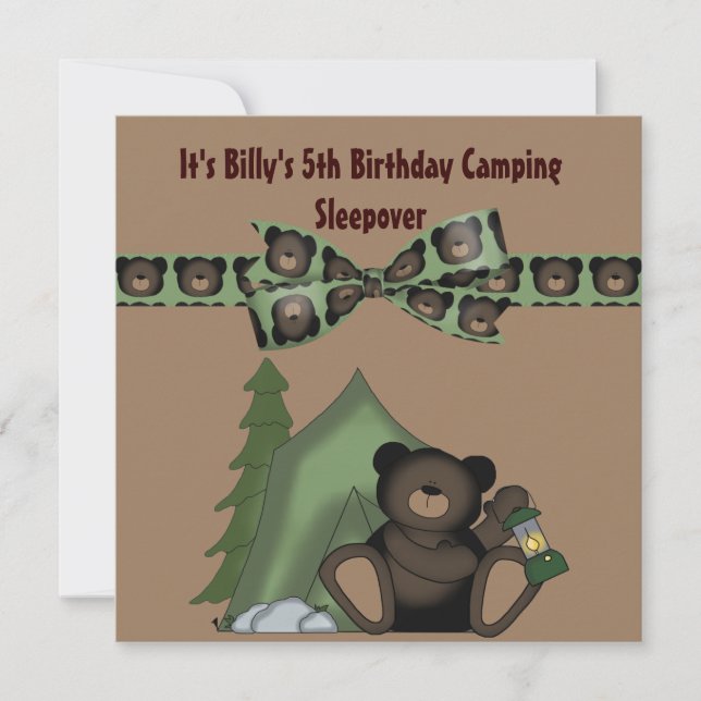 Teddy Bear Birthday Camp Sleepover Invitation (Front)