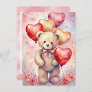 Teddy Bear Birthday Girl's Party Custom Details Invitation