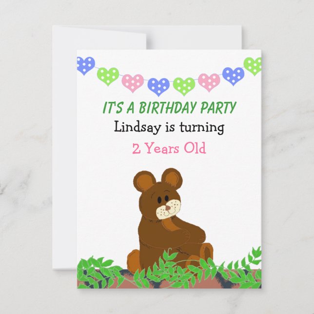 Teddy Bear Birthday Invitation (Front)