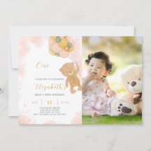 Teddy Bear Birthday Invitation With Photo