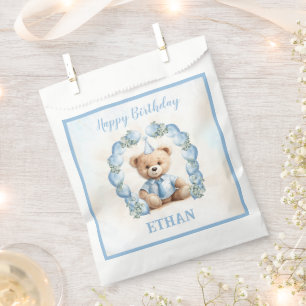 Teddy Bear Birthday Little Boy Blue Favor Bag