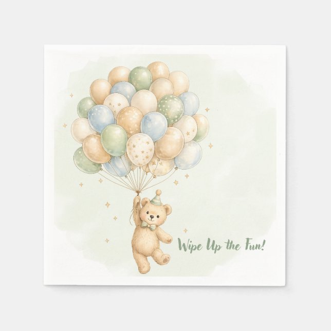 Teddy Bear Birthday Napkin (Front)