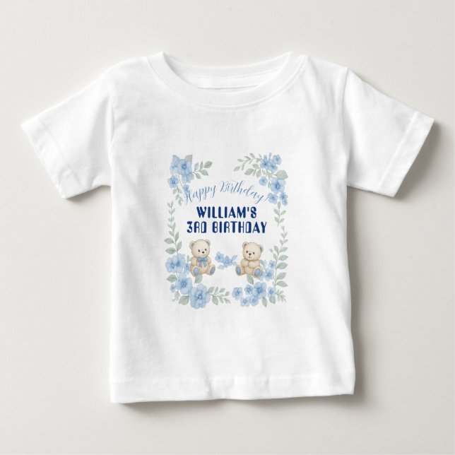 Teddy Bear Birthday Party Baby T-Shirt (Front)