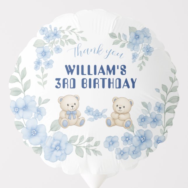 Teddy Bear Birthday Party Balloon (Front)