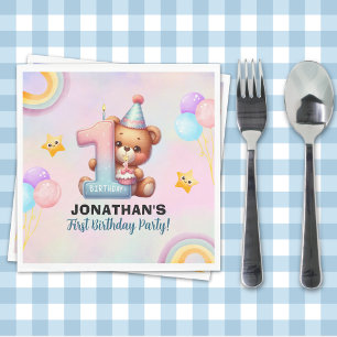 Teddy Bear Birthday Party Cute 1st Birthday Napkins