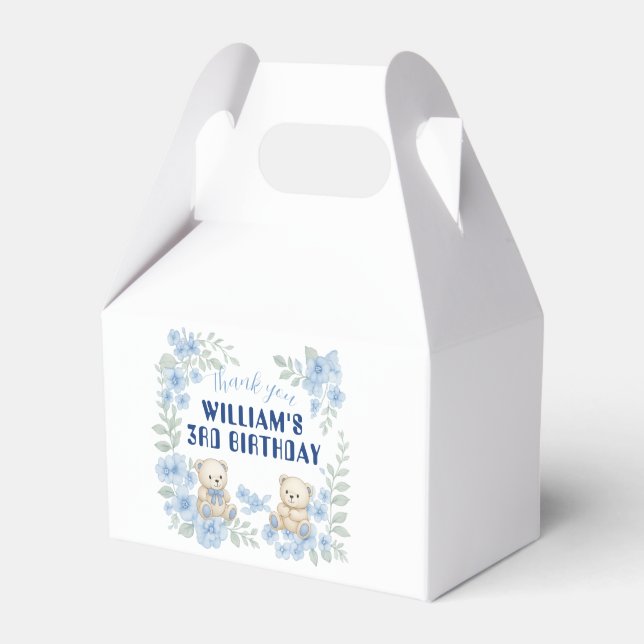 Teddy Bear Birthday Party Favor Boxes (Front Side)