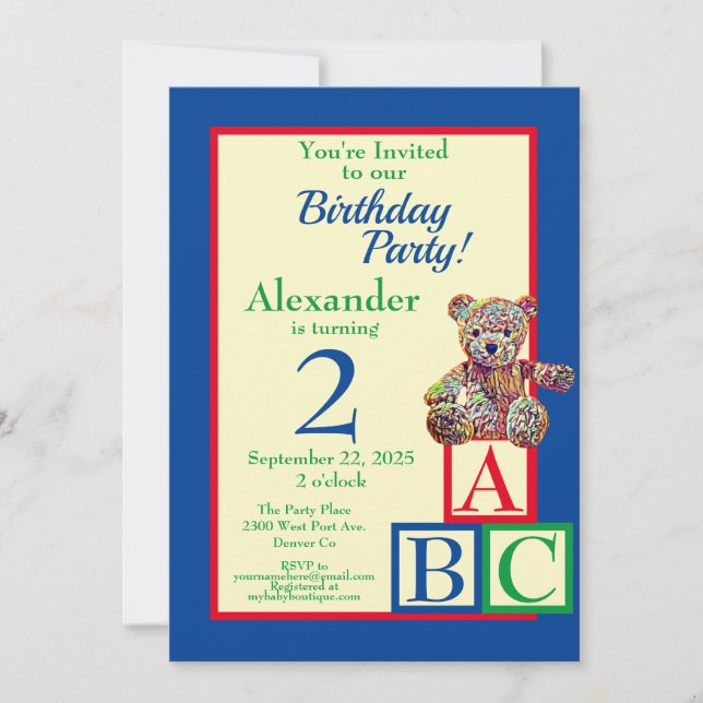 Teddy Bear Birthday Party Invitation (Front)