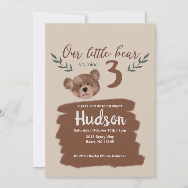 Teddy Bear Birthday Party  Invitation (Front)