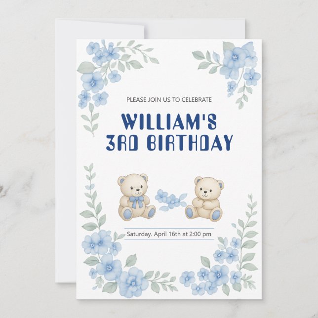 Teddy Bear Birthday Party Invitation (Front)