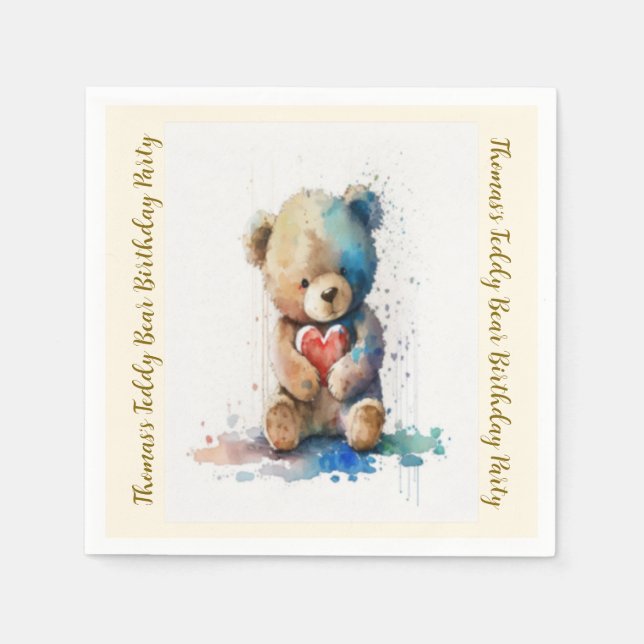 Teddy Bear Birthday Party Napkins (Front)