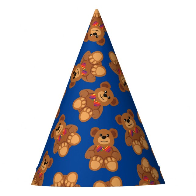 Teddy Bear Birthday Party Party Hat (Front)