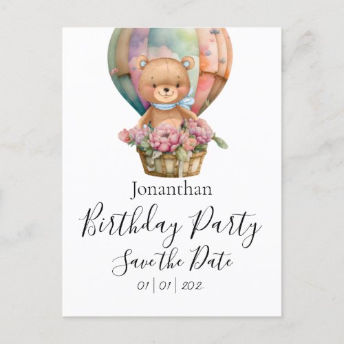 Teddy Bear Birthday Party Save the Date Postcard