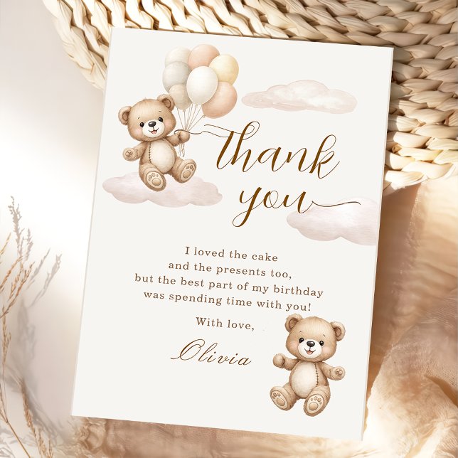 Teddy Bear Birthday Thank You Card (Creator Uploaded)