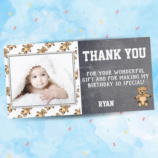 Teddy Bear Birthday Thank you Photo Card Kids (Creator Uploaded)