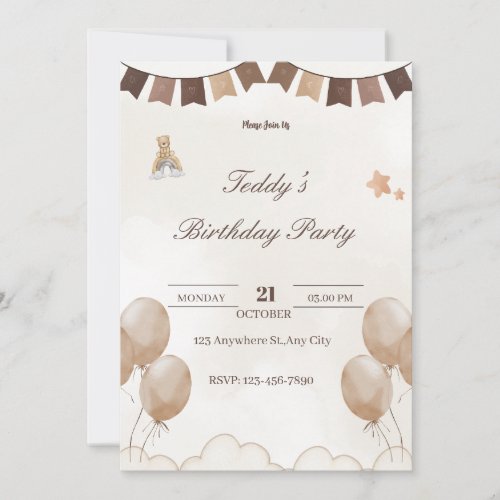Teddy Bear Birthday Welcome Card