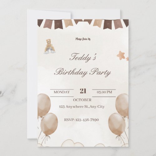 Teddy Bear Birthday Welcome Card