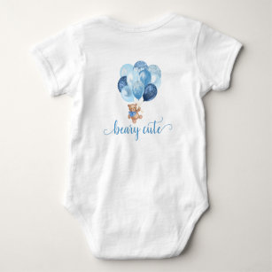 Teddy Bear Blue and Silver Balloons Baby Bodys Baby Bodysuit