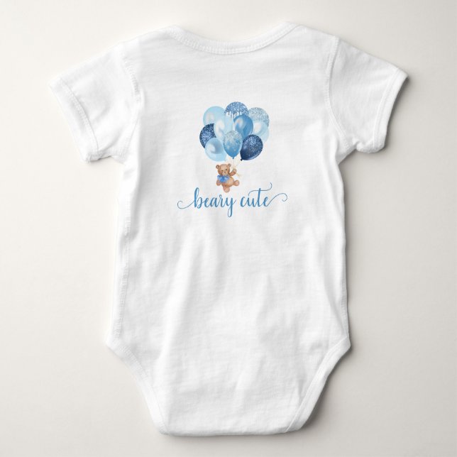 Teddy Bear Blue and Silver Balloons Baby Bodys Baby Bodysuit (Back)