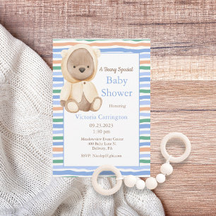 Teddy Bear Blue Baby Boy Baby Shower Invitation
