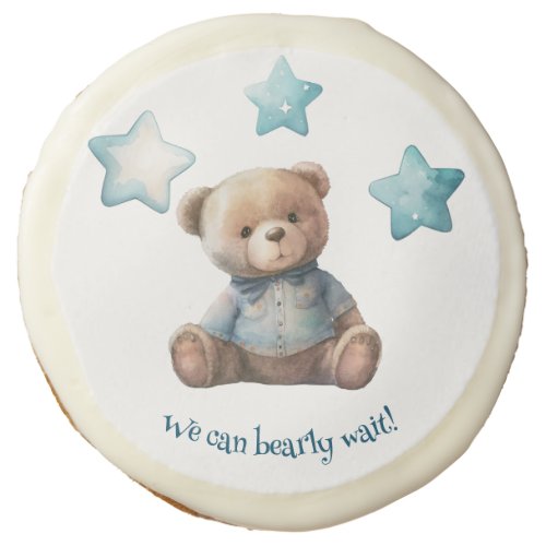 Teddy Bear blue baby boy shower plates Sugar Cookie