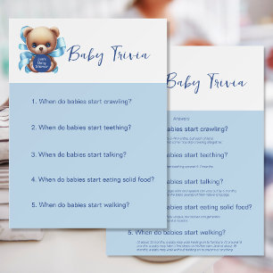 Teddy Bear Blue Baby Shower Baby Trivia Game Foam Board