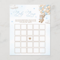 Teddy Bear Blue Baby Shower Bingo Game