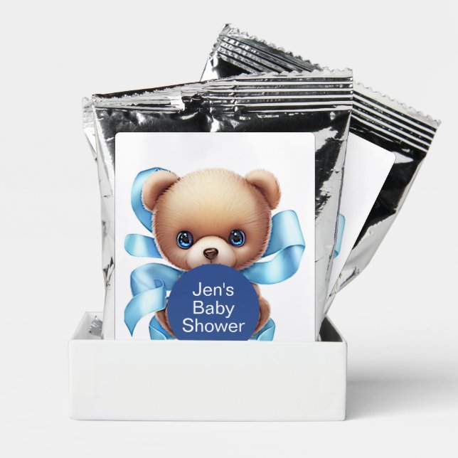 Teddy Bear Blue Baby Shower Coffee Drink Mix (Pair)