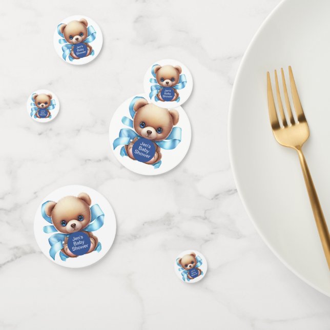 Teddy Bear Blue Baby Shower Confetti (Group)