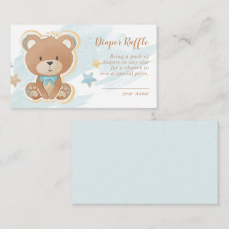 Teddy Bear Blue Baby Shower Diaper Raffle Enclosure Card