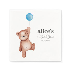 Teddy Bear Blue Baby Shower Napkins