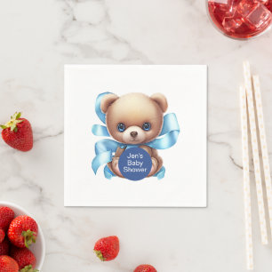 Teddy Bear Blue Baby Shower Napkins